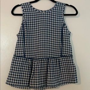 J. Crew Gingham Peplum Blouse, Size 2. NWT